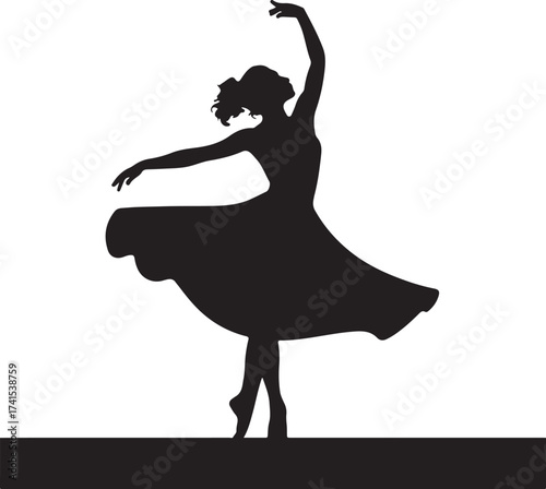Elegant Dancer Silhouette Graceful Movement Expression Performance Artistic Dance Studio Ballet Pose Gymnastics Ballerina Choreography