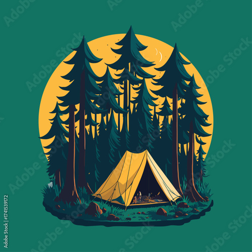 Night Camping in the Forest