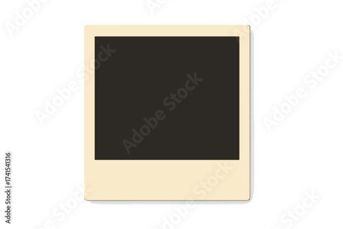 Realistic retro photo frame with shadow. Vector template of blank instant picture. Old empty photograph mockup for nostalgia and memory concepts. Isolated on transparent background.