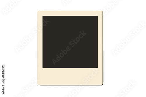 Retro photo frame with shadow vector illustration. Blank instant camera picture mockup. Vintage empty photograph border isolated on white background. Nostalgia memory album.