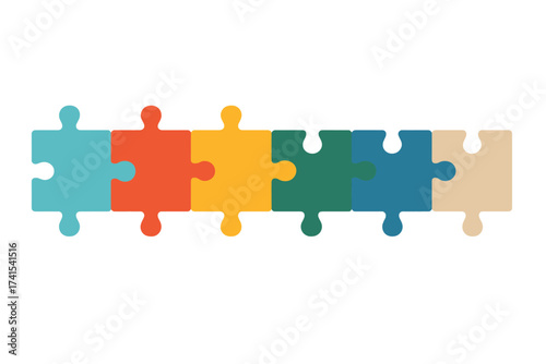 Jigsaw puzzle connection. Teamwork and collaboration concept. Metaphor for business strategy, partnership, and finding a solution. Infographic element. Unity and cooperation symbol.