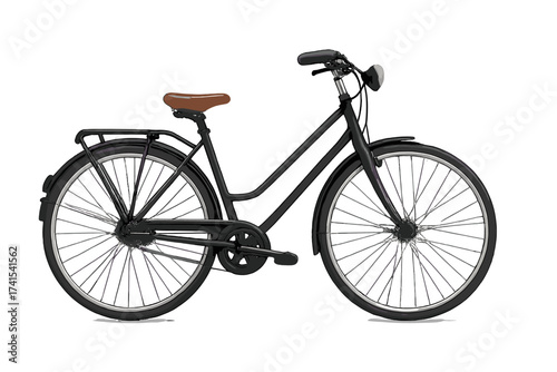 Realistic vector classic city bike. Isolated vintage urban bicycle for transport. Concept for eco-friendly travel, healthy lifestyle, sport, outdoor activity. Black retro cycle.