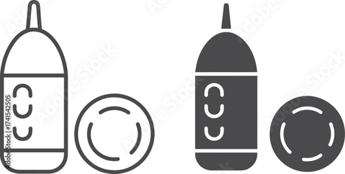 Two icons representing a syringe and a pill or capsule