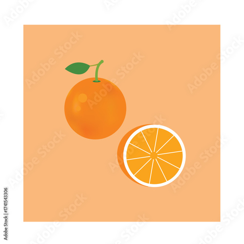 Juicy Orange With Half Cut Vector