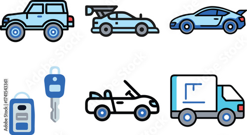 Modern Set of Car Vector Icon Design for Automotive Business Theme Vector illustration