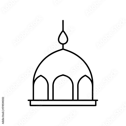 Outline drawing of a mosque dome shape silhouette