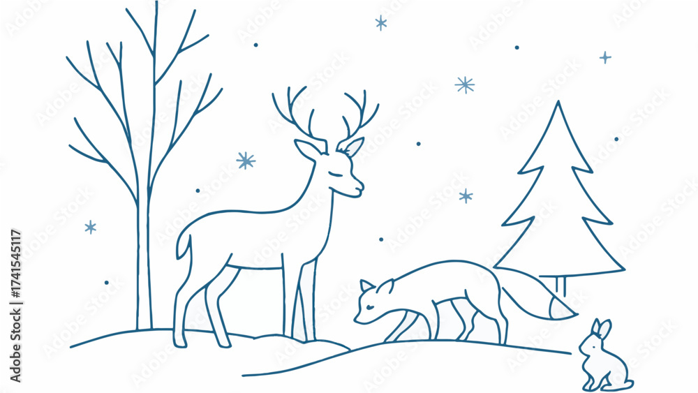 Naklejka premium Magical Christmas Winter Illustrations Collection