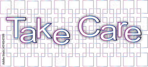 Take care motivational typography text design with abstract decoration.