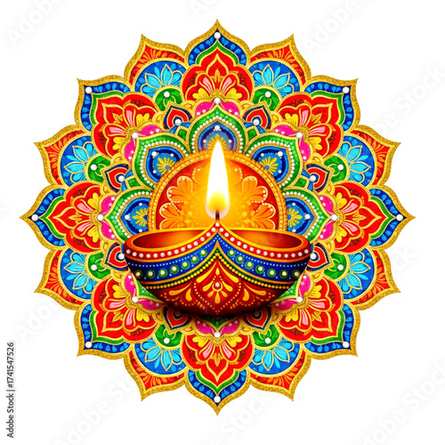 Radiant Diwali celebration with vibrant colors and festive light, perfect for cultural events and holiday greetings, share the joy and light