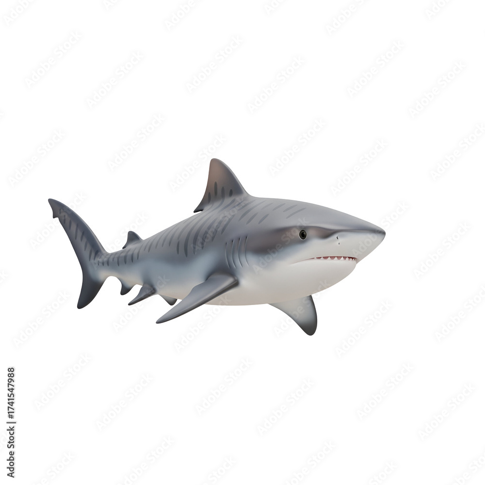 Obraz premium Tiger shark swimming isolated on transparent background