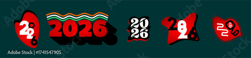 Celebrating Happy New year 2026 , typography Post, set of different design 