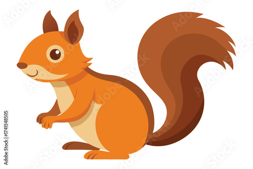 A cartoon squirrel is sitting on the ground