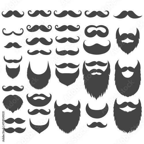 Collection of Mustache and Beard Silhouettes
