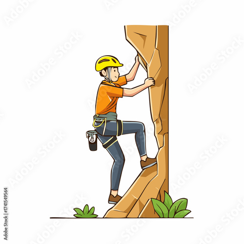 Rock climber ascending a cliff face
