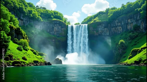 Stunning Waterfall in a Lush, Tropical Paradise