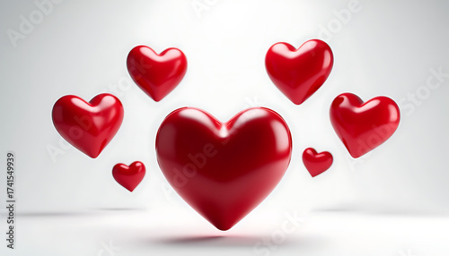 red hearts on white background