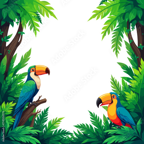 toucan on a branch of palm