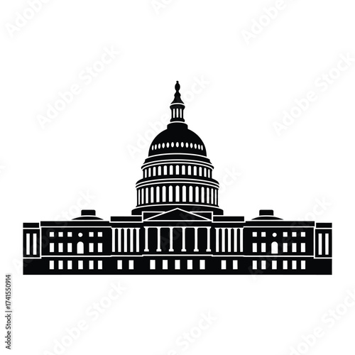 Black and white silhouette of the united states capitol building
