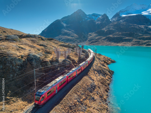 Aerial view of red Bernina ...