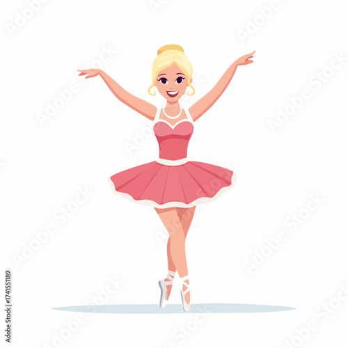 Ballerina dancer in pink tutu with transparent background
