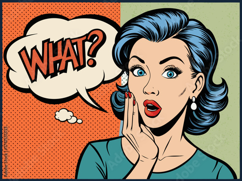 woman talking lettering Help whispering gossip secret retro pop art comic cartoon vintage
