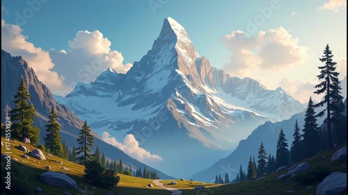 Stunning Snowy Summit Amidst the Clouds