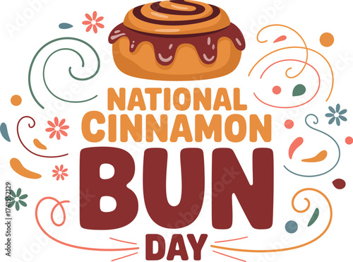 Vector art of celebrate national cinnamon bun day with a delicious treat