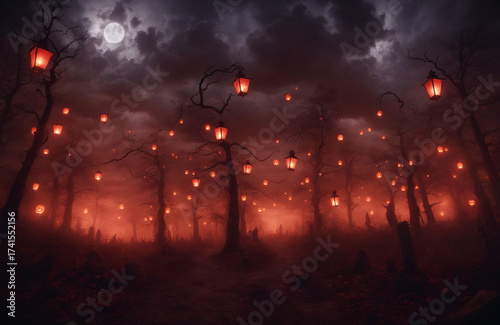 halloween night scene background