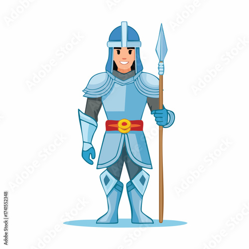 Medieval knight with spear with transparent background