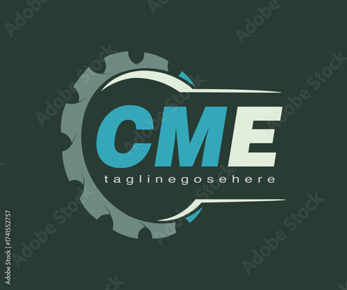 Industrial CME Logo Gear Machinery Emblem for Engineering and Mechanical Branding