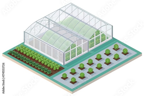isometric-3d green house concept-illustration