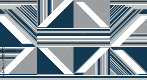 Angular design in shades of grey, white and navy