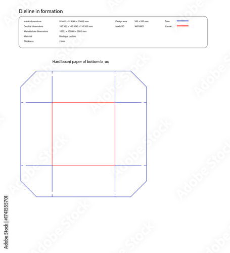 Open Square Gift Box Packaging Template | Luxury Rigid Paper Box Mockup | Small Product Packaging Vector Design
