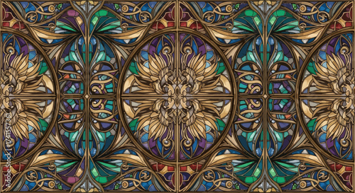 Ornate, stained glass-style art