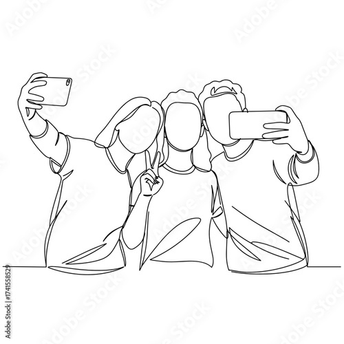 Group of friends taking a selfie in a relaxed pose  