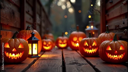 Scary Elegance - A Halloween Treat - Pumpkin Perfection on Wooden Tables