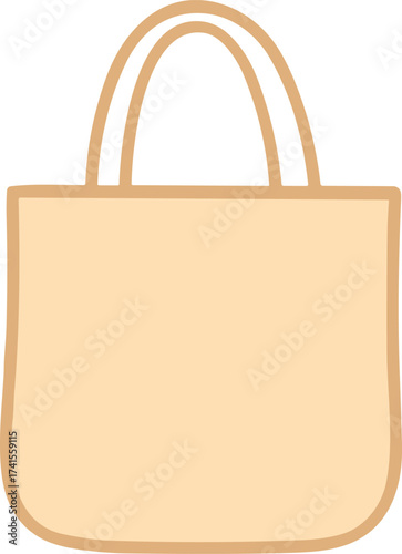 Minimal flat illustration of a beige eco tote bag symbolizing reusable shopping and sustainable lifestyle choices.