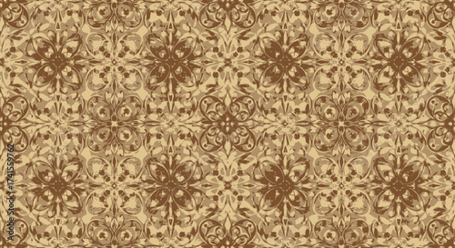 Detailed brown floral tile-like pattern
