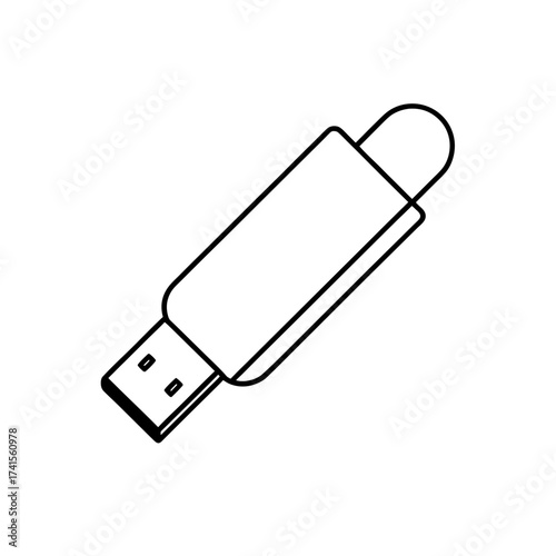 Illustration of a simple usb flash drive silhouette