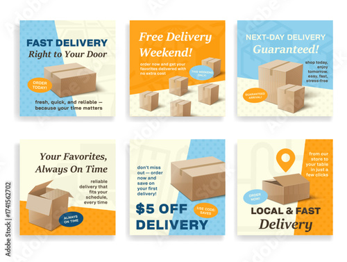 Banners showcasing delivery services highlighting fast delivery options for customers