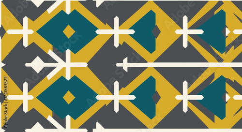 Geometric pattern with crosses, diamonds, and sharp angles