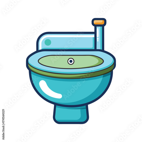Cartoon Bidet Isolated on White Background