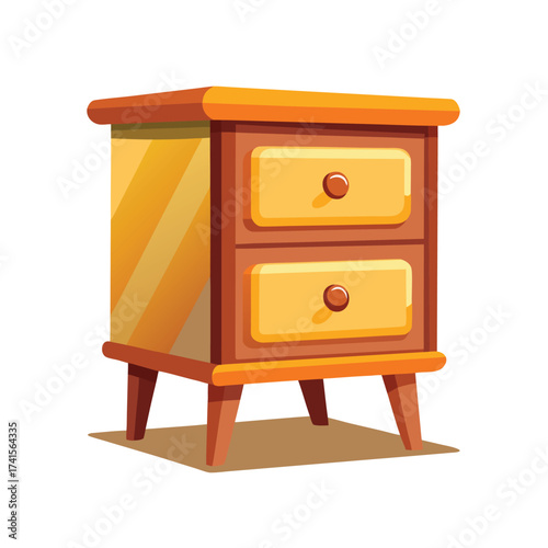 Cartoon Bedside Table Isolated on White Background