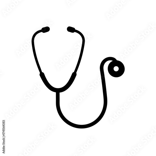 stethoscope silhouette  black vector icon style  