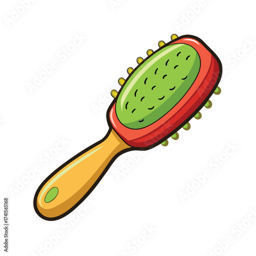 Cartoon Hairbrush Isolated on White Background Clipart
