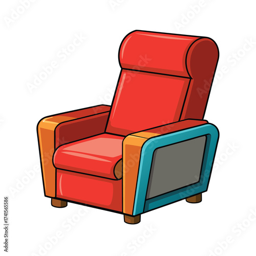 Cartoon Recliner Chair Isolated on White Background Vector