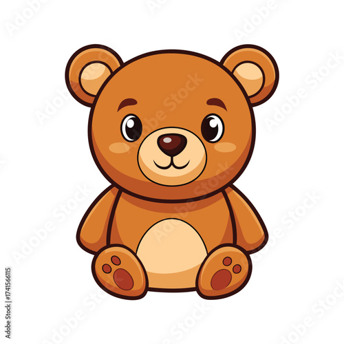 Cartoon Teddy Bear Isolated on White Background Illustration