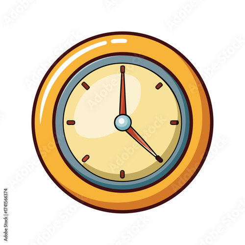 Cartoon Wall Clock Isolated on White Background