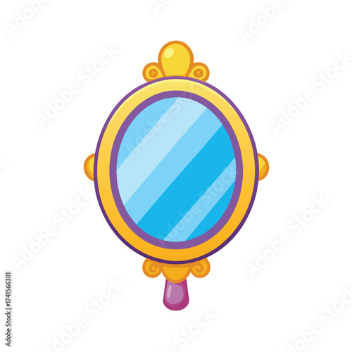 Cartoon Wall Mirror Isolated on White Background