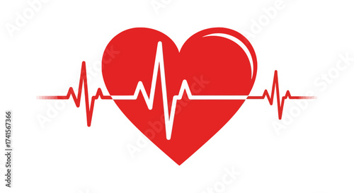 Heart Beat Line Icon – Medical, Health, Cardiogram, ECG, Love Pulse Vector Illustration
